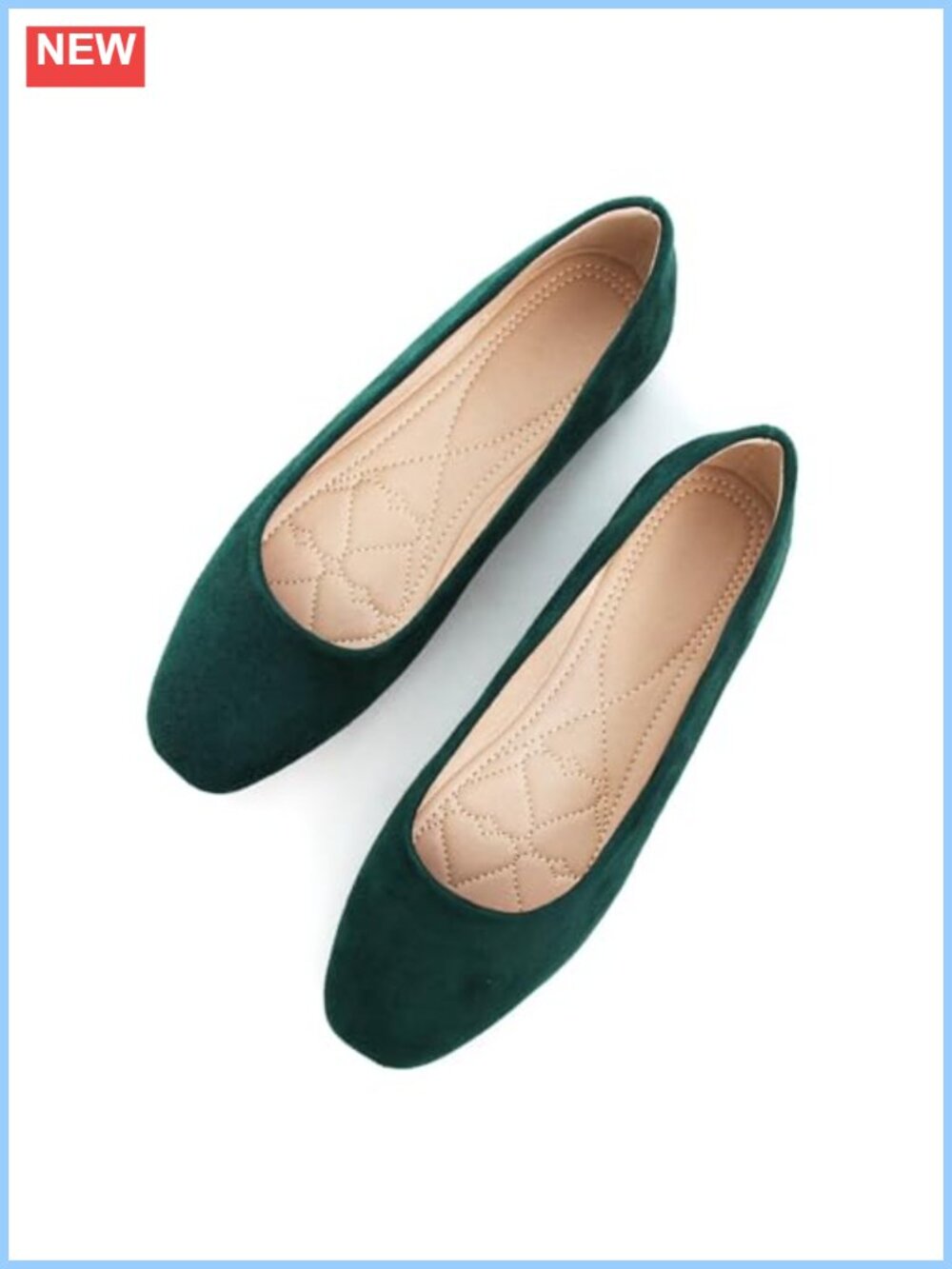 SAILING LU Women's Square Toe Ballet Flats Vegan Slip-On Comfy
